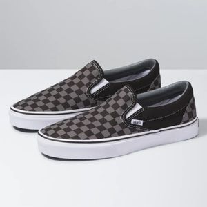 black and grey checkerboard vans